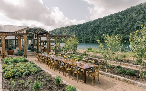 Table set up in the garden