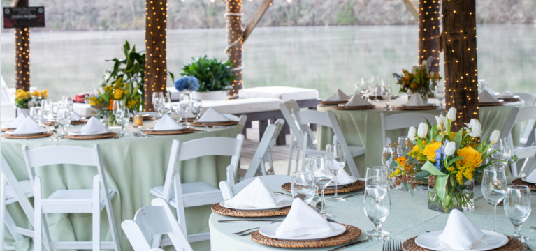 boat dock table set up